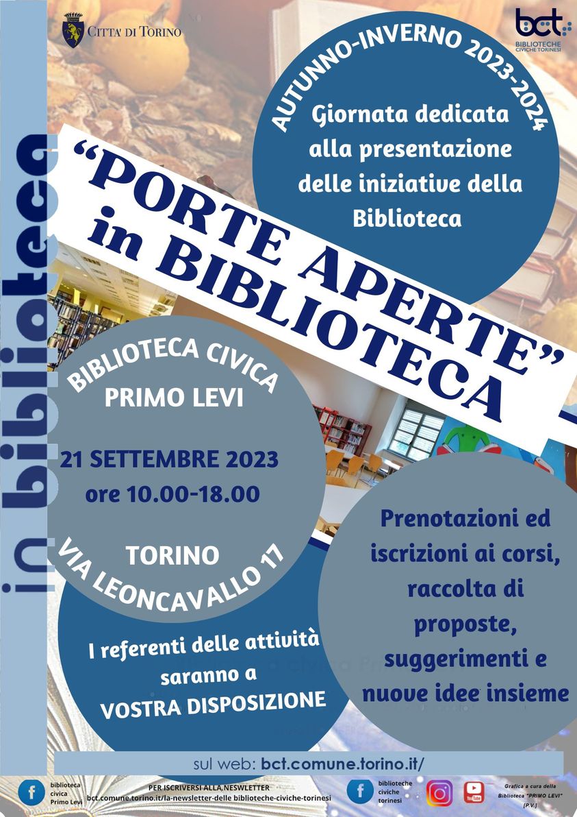 Porte aperte alla biblioteca Primo Levi: presentazione delle attività