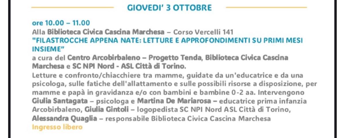 Filastrocche appena nate: letture e approfondimenti sui primi mesi insieme - settimana dell'allattamento