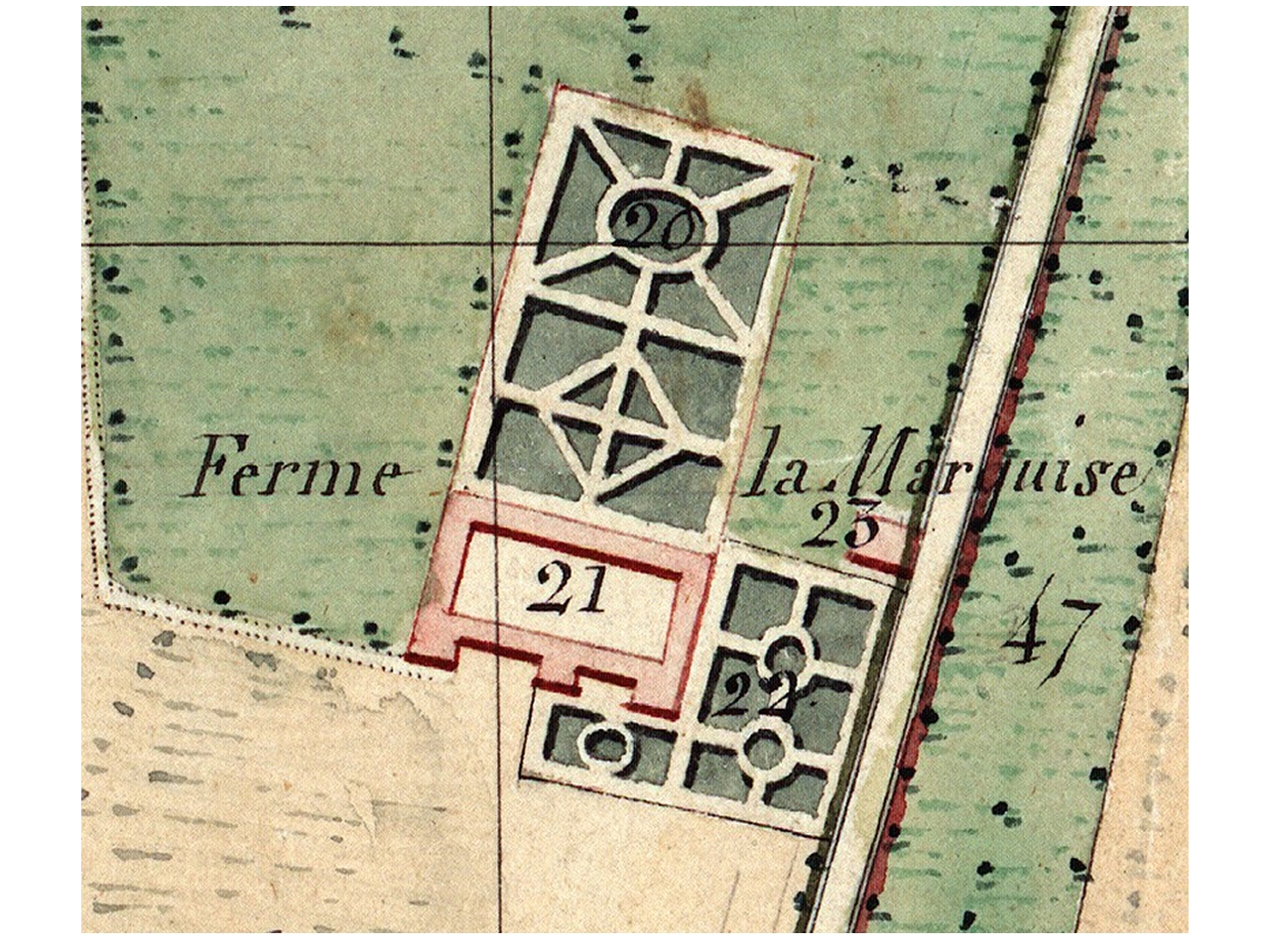 cascina marchesa a torino, quartiere barriera di milano, nel catasto del 1805